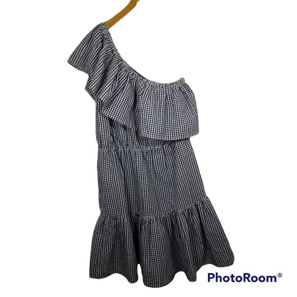 Mink Pink Wanderer Gingham One Shoulder Dress With Frill - Picture 4 of 12